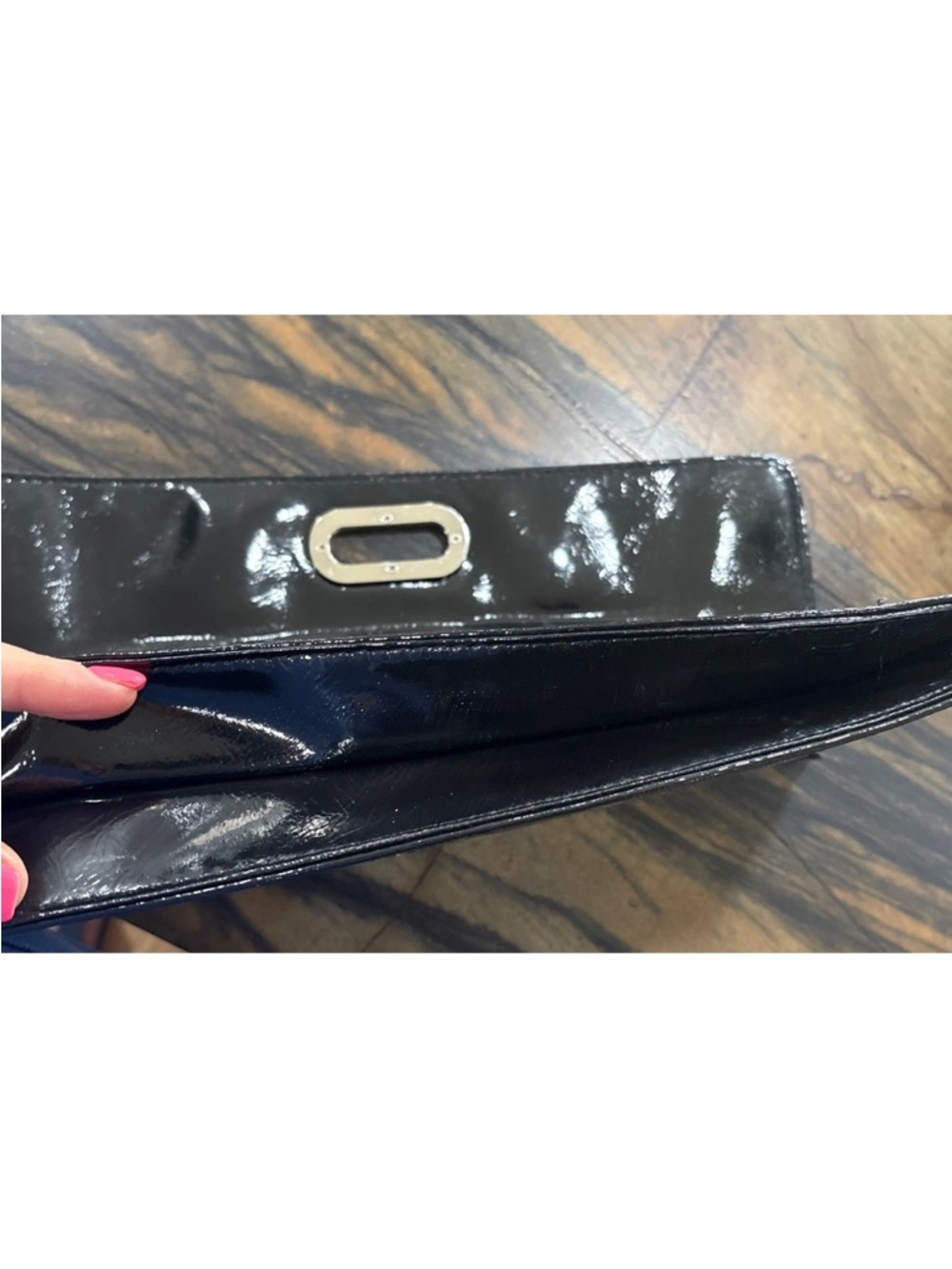Franco Sarto Black Patent Clutch Wristlet - Picture 7 of 8